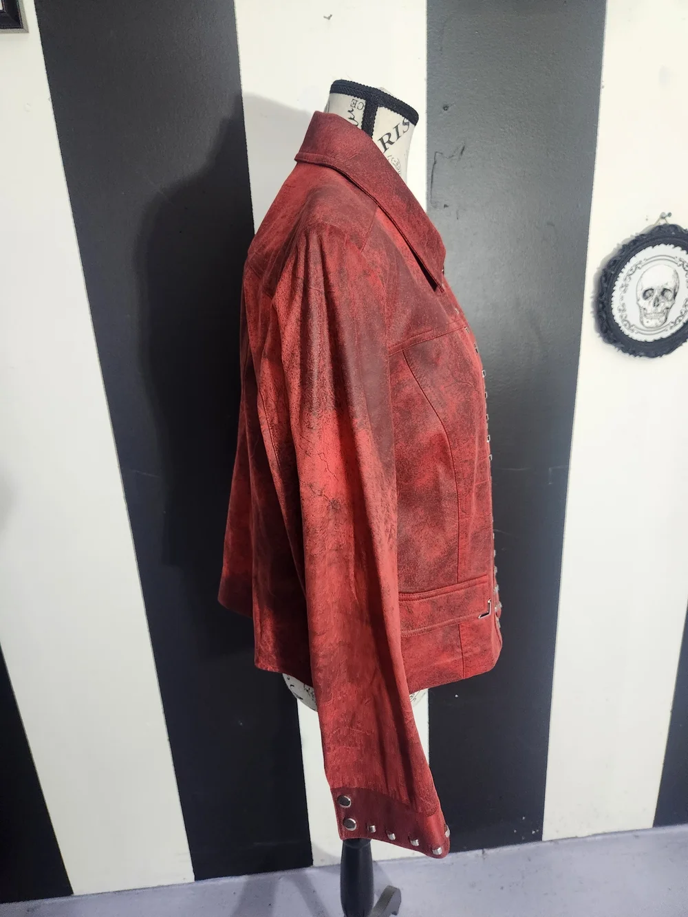 Red Stud Leather Jacket - Picture 3 of 7